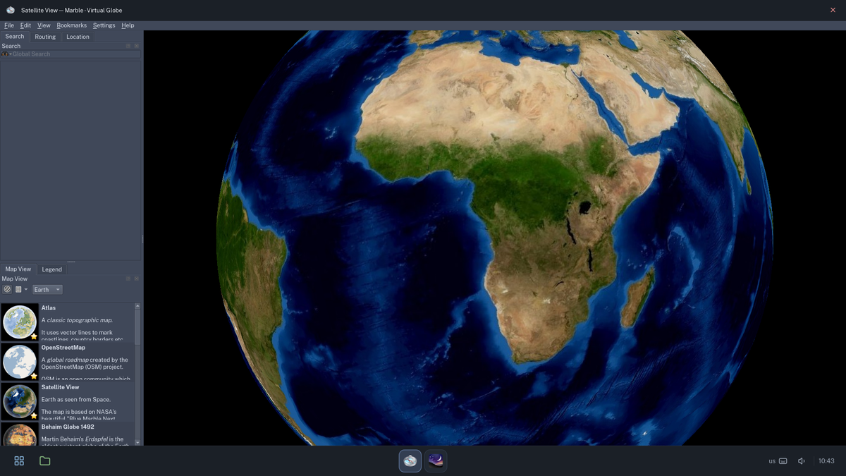 Marble showing a satellite view of Africa.